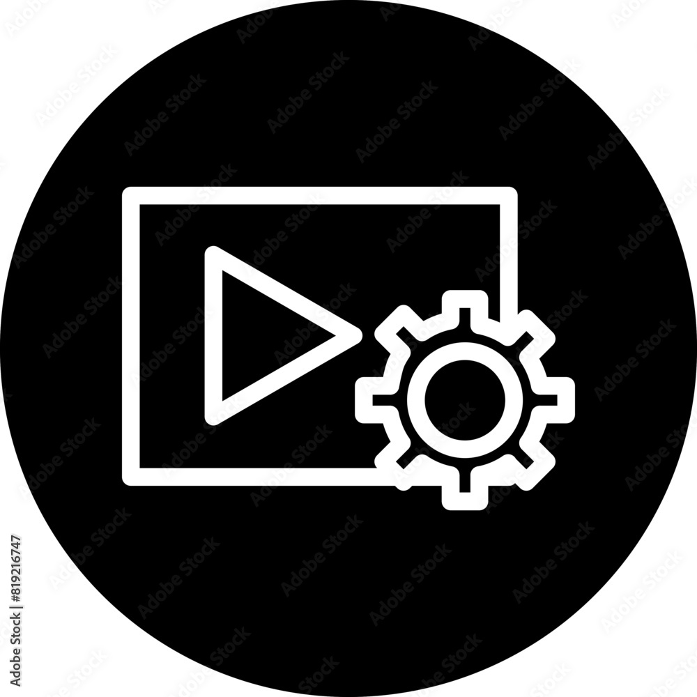 Video SEO Line White Circle Black Icon Design Video SEO Line White Circle Black Icon Design
