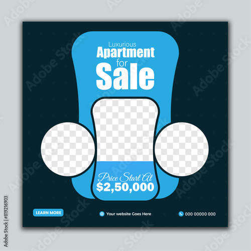 Real estate home sale social media post banner design template For digital marketing.