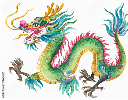 asiatischer Drache Aquarell Zeichnung Illustration zum Jahr des Drachen 
