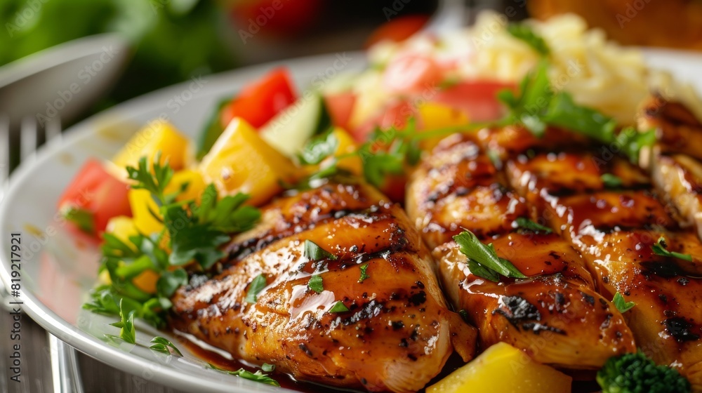 Hawaiian cuisine. Grilled Hawaiian chicken. 