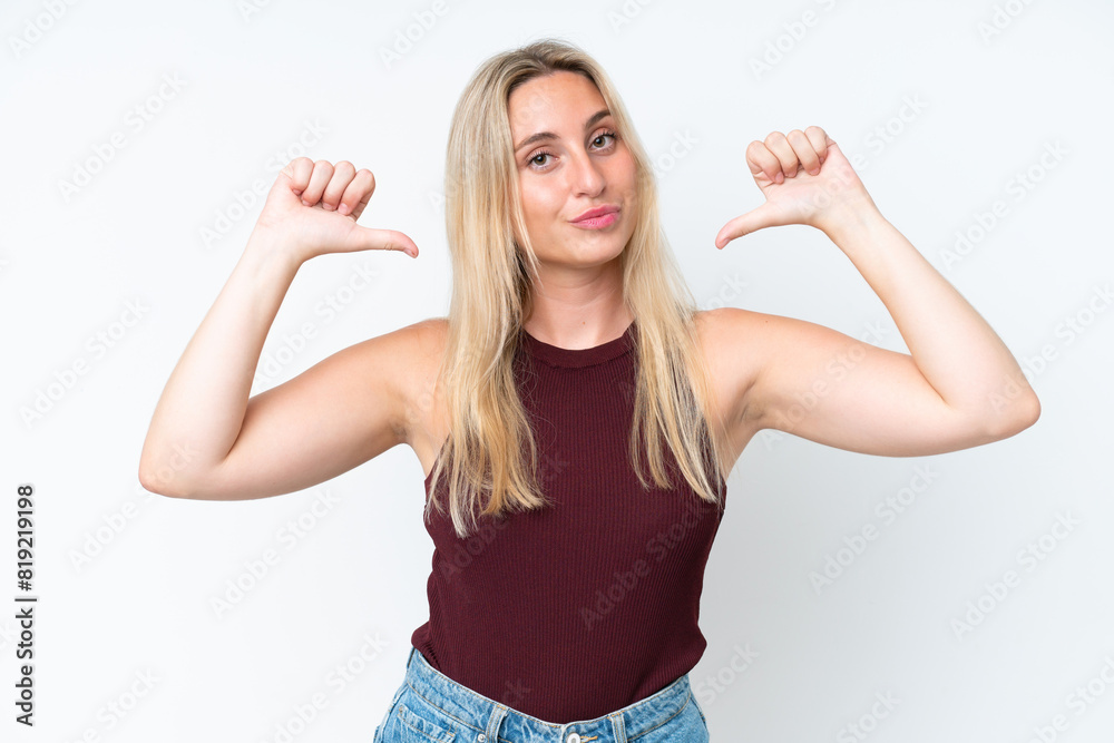Young caucasian woman isolated on white background proud and self-satisfied Young caucasian woman isolated on white background proud and self-satisfied