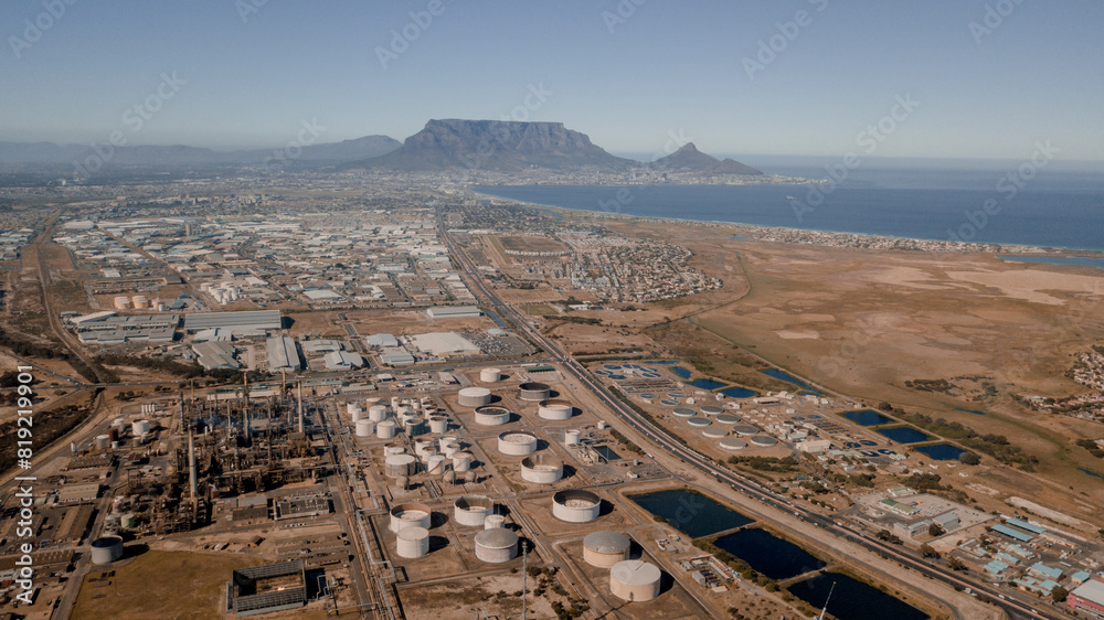 Fototapeta premium Aerial view of Table Mountain view from the West Coast