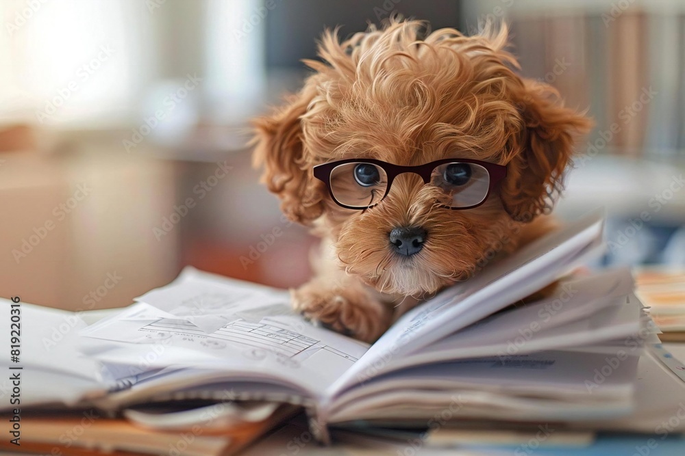 dog reading a book dog reading a book