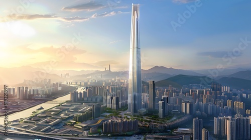 Glittering Towers of Tomorrow: A Glimpse into the Future with the Majestic Architecture of a Futuristic Skyscraper - Inspiring Innovation and Progress