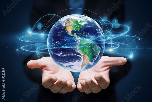 hand holding earth globe