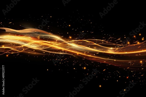 A stunning image of a glowing wave of fire against a black background. Ideal for adding a dramatic touch to design projects