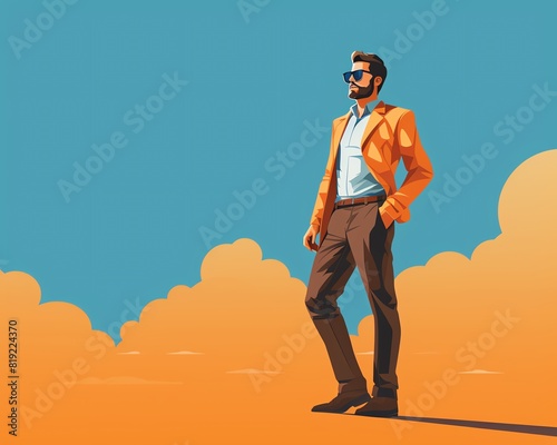 attitude flat design side view casual theme animation Complementary Color Scheme photo