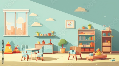 baby flat design side view daycare theme animation Complementary Color Scheme