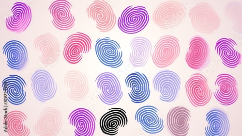 identity flat design top view fingerprint theme cartoon drawing colored pastel