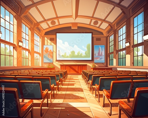 instructing flat design front view lecture hall theme animation vivid photo