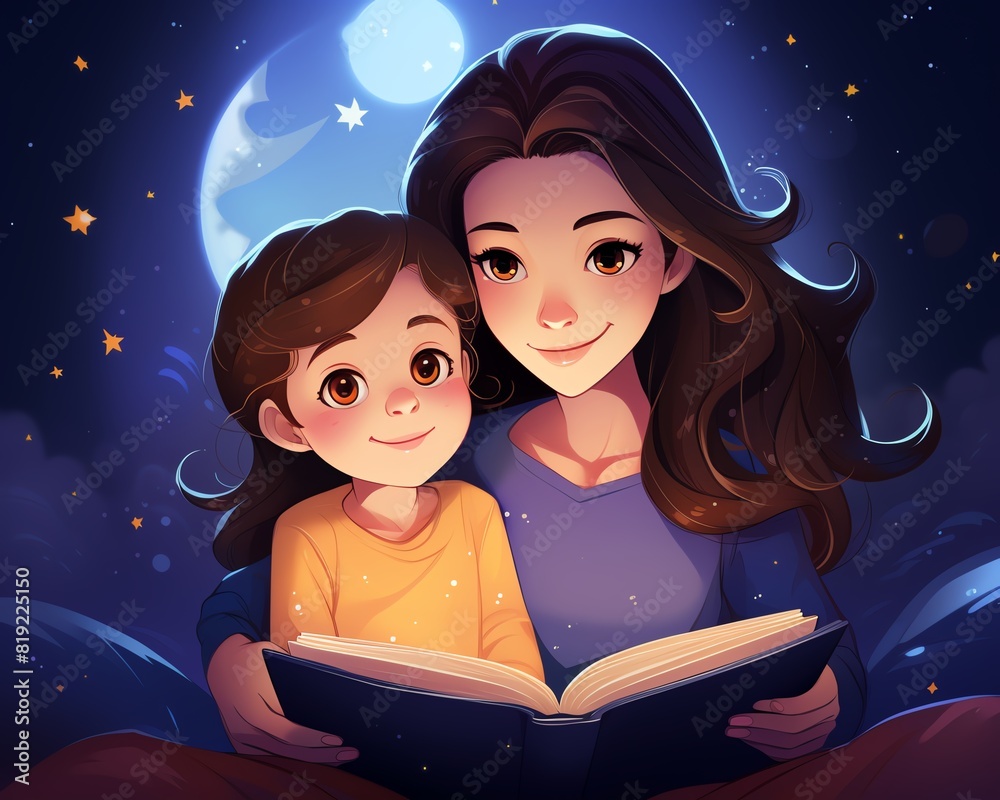 parenting flat design front view bedtime story theme animation vivid parenting flat design front view bedtime story theme animation vivid
