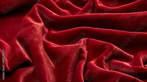 Luxurious Red Velvet Fabric with Rich Texture and Fluid Folds. Generative AI