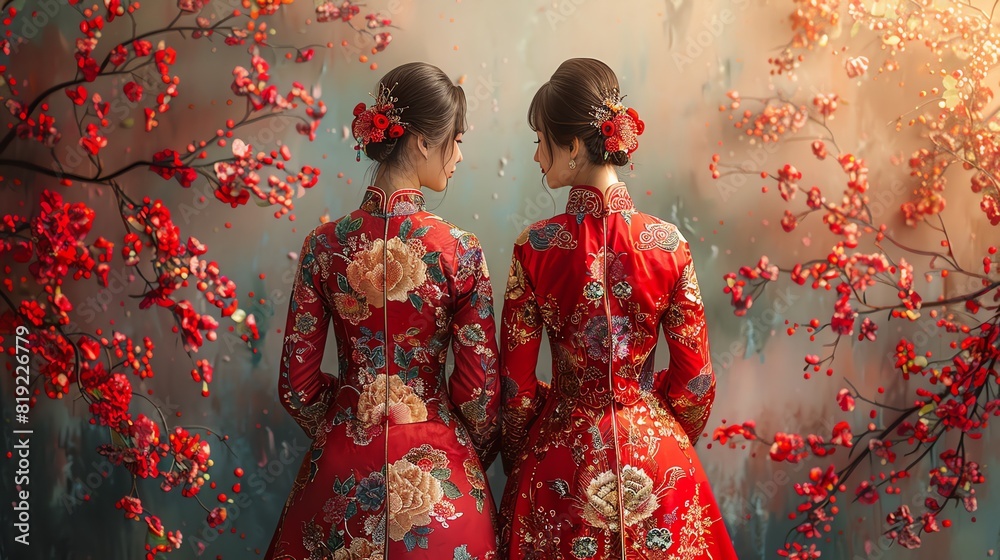Traditional lunar new year dress cultural background vibrant style Traditional lunar new year dress cultural background vibrant style