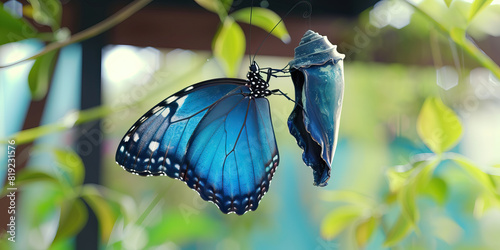 New Life Unfolding: Blue Morpho Butterfly Emerges in Stunning Display