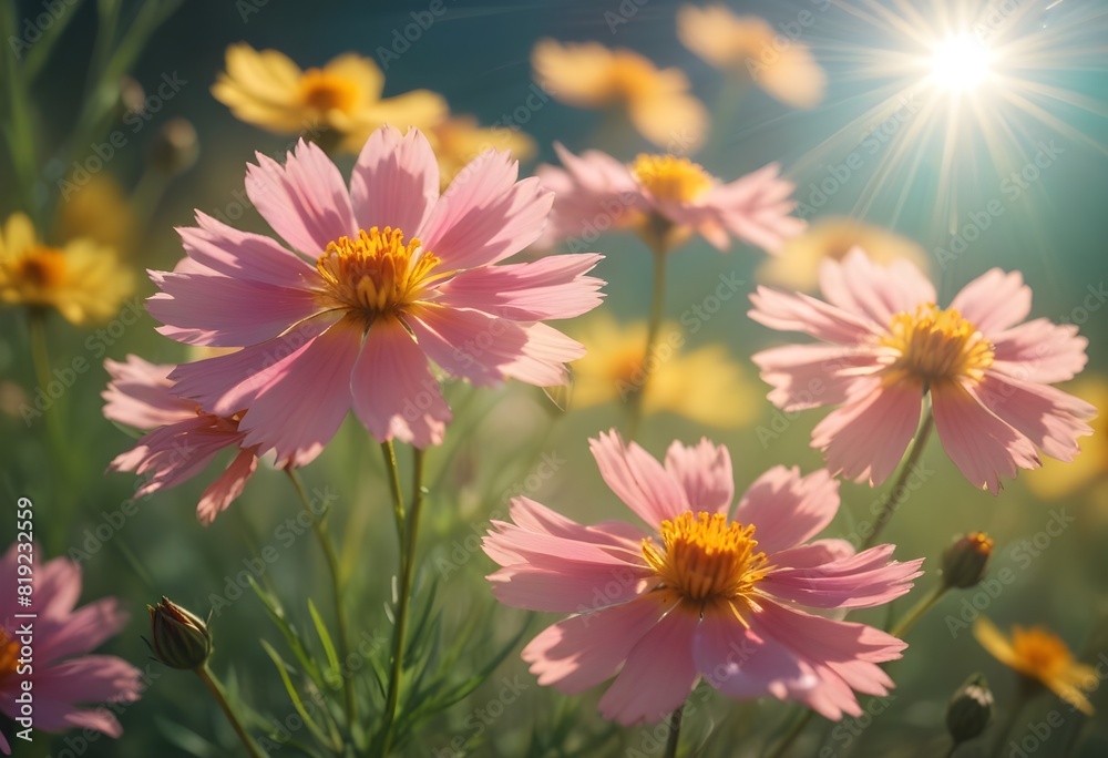 Fototapeta premium Coreopsis flower closeup Realistic Light understand sun light significantly summer season flower concept