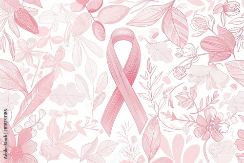 Design floral détaillé avec ruban rose pour la campagne de sensibilisation au cancer du sein photo