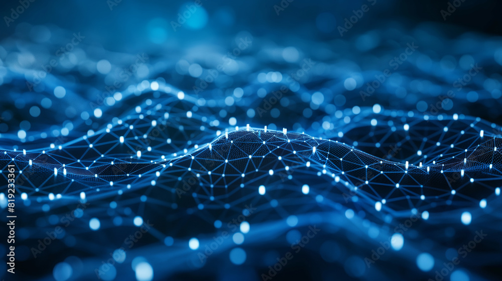 A blue sphere with a network of lines surrounding it A blue sphere with a network of lines surrounding it