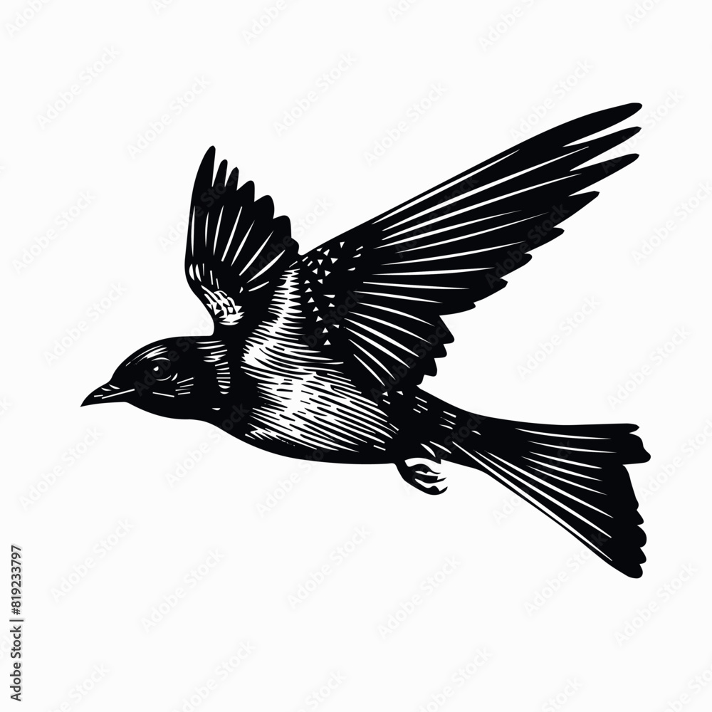 Naklejka premium Swallow in cartoon, doodle style. Image for t-shirt, web, mobile apps and ui. Isolated 2d vector illustration in logo, icon, sketch style, Eps 10. AI Generative