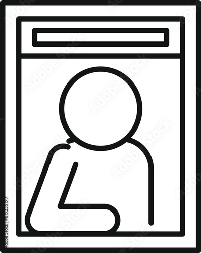 Simplified black line icon representing a person looking out of a window frame, suitable for various designs