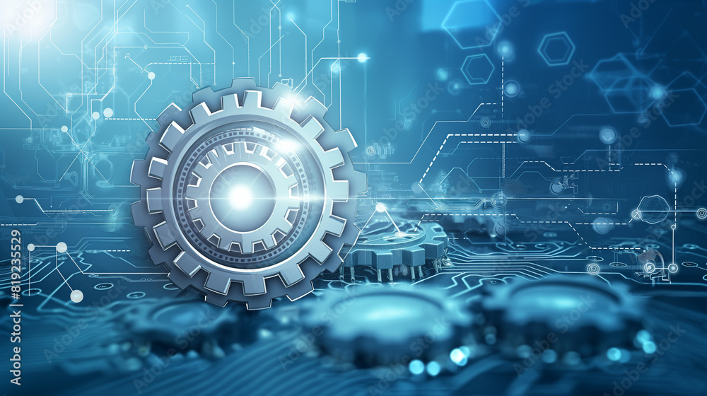 A blue background with many gears on it A blue background with many gears on it
