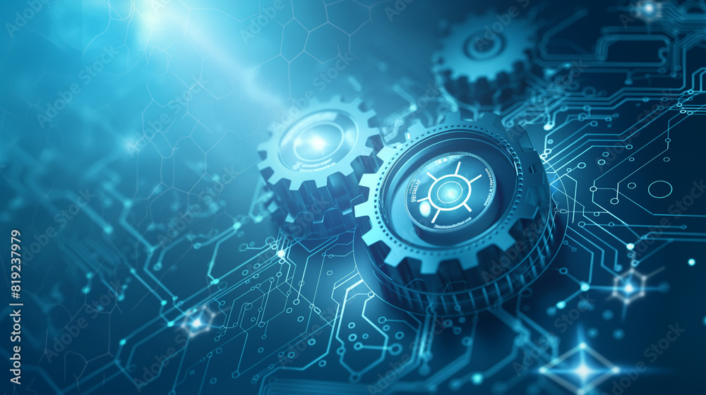 A blue background with many gears on it A blue background with many gears on it