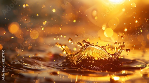 Evaporating water drops on a hot surface, Abstract, Warm tones, High Detail, illustrating the texture of water in transformation