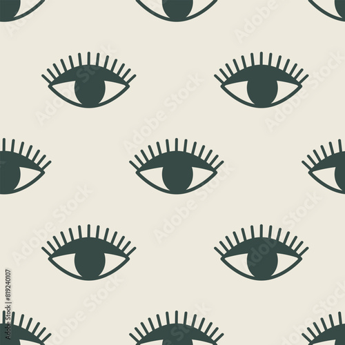 Seamless pattern with eyes. Bohemian minimalist vector flat background