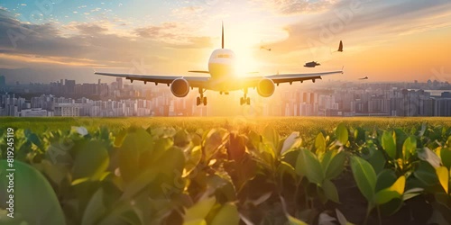 Ecoconscious travel promotes sustainable aviation fuel to reduce carbon footprint and pollution. Concept Eco-conscious Travel, Sustainable Aviation Fuel, Carbon Footprint Reduction - photo