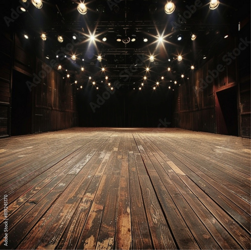 empty stage with wooden floors