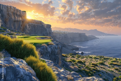 Elysian Greens: Golfing Serenity in Oia, Santorini © Andrii 
