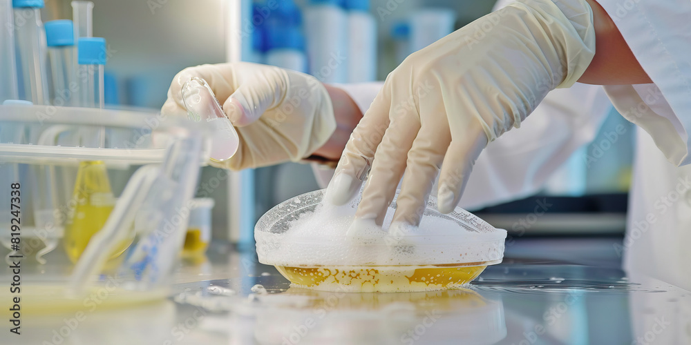 Rigorous Lab Technique: A Researcher Meticulously Cleans a Petri Dish to Ensure Precise Results Rigorous Lab Technique: A Researcher Meticulously Cleans a Petri Dish to Ensure Precise Results