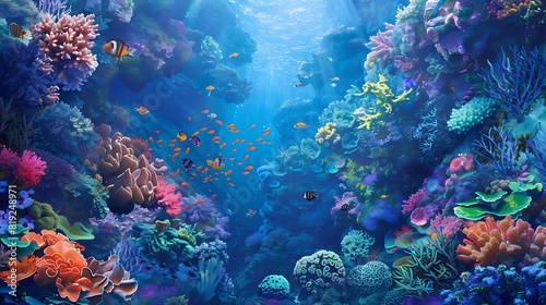 Dive into the depths of the ocean  where vibrant marine life and intricate coral formations inspire a symbol of resilience and regeneration in the realm of healthcare.