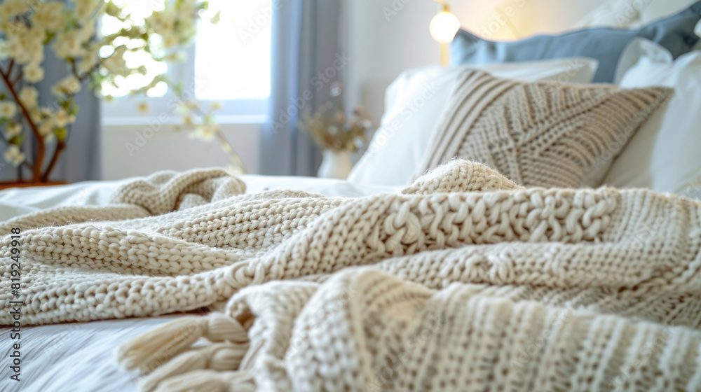 Bed made with white blanket and pillows Bed made with white blanket and pillows