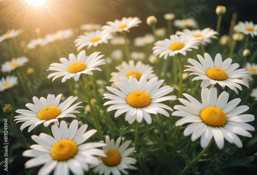 Daisies flower closeup Realistic Light understand sun light significantly summer season flower concept