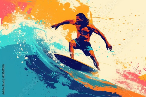 Surf s Up  Dynamic Illustration of a Wave Rider