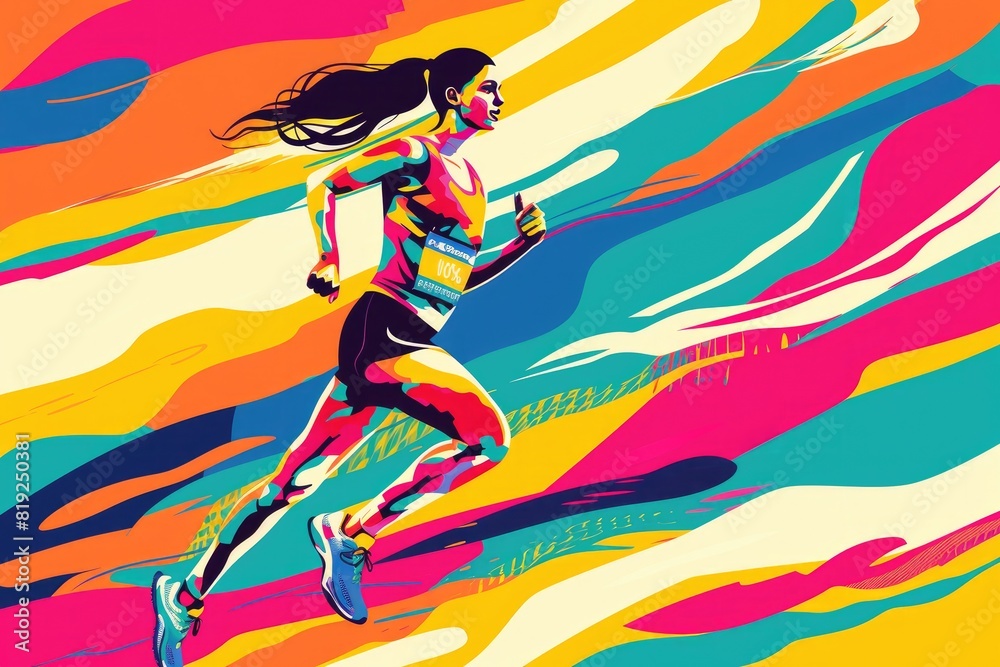 Expressive Run: Vibrant Shapes Embrace the Athlete Expressive Run: Vibrant Shapes Embrace the Athlete