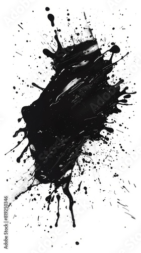 Black paint splatter and brush stroke on white background. Abstract art design for poster  banner  and print