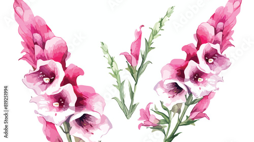 Watercolor Foxglove Flower Flat vector isolated on white background
