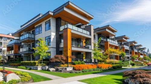 Modern apartment buildings in Richmond, British Columbia, Canada. photo
