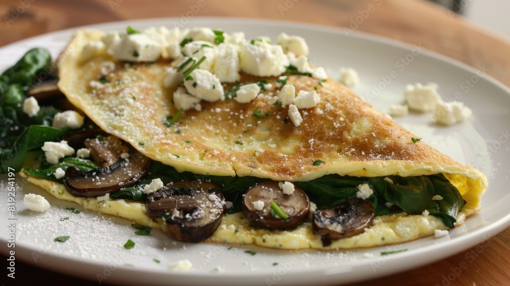 Omelette with spinach, mushrooms, and feta Omelette with spinach, mushrooms, and feta
