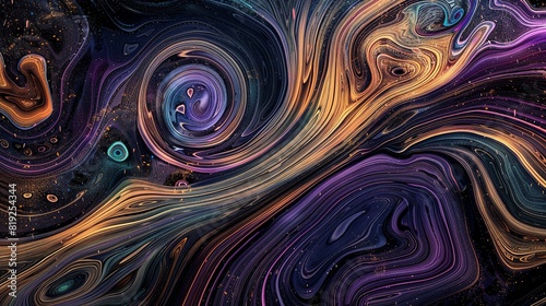 Psychedelic swirl patterns interwoven with wood grain texture, Psychedelic, Neon and earthy tones, Digital art, Mesmerizing and intricate