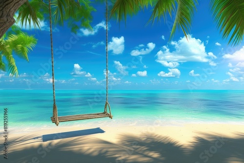 Suspended in Paradise: Swing with Palm Panorama