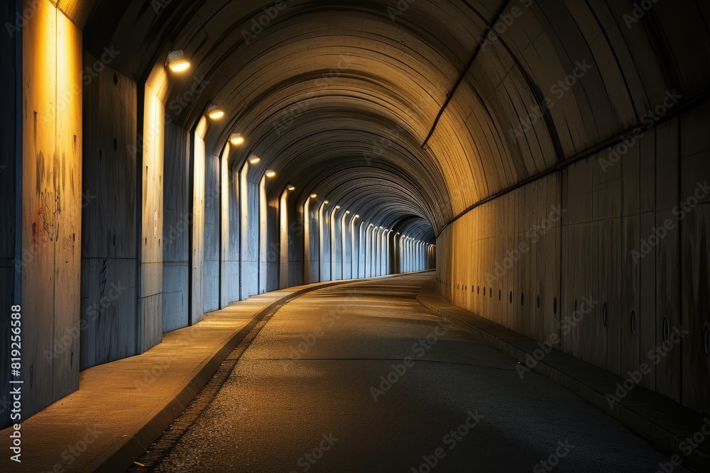 Obraz premium Illuminated Underworld: Tunnel Exploration