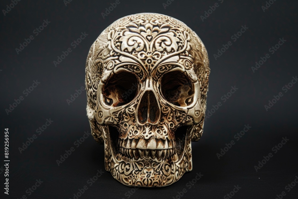 Ornated skull isolated on black background, fantasy Ornated skull isolated on black background, fantasy