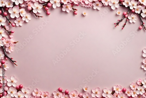 Desktop background, cherry blossoms, Japanese cherry branch, pink sakura on a pink background. © Ivan Сhalk