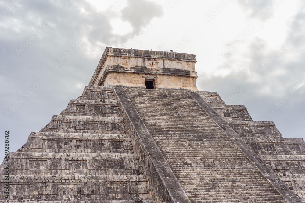 Old pyramid and temple of the castle of the Mayan architecture known as Chichen Itza these are the ruins of this ancient pre-columbian civilization and part of humanity Old pyramid and temple of the castle of the Mayan architecture known as Chichen Itza these are the ruins of this ancient pre-columbian civilization and part of humanity