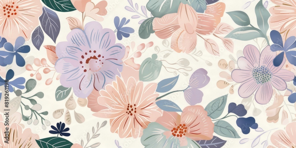 Pastel Floral Seamless Pattern Design.