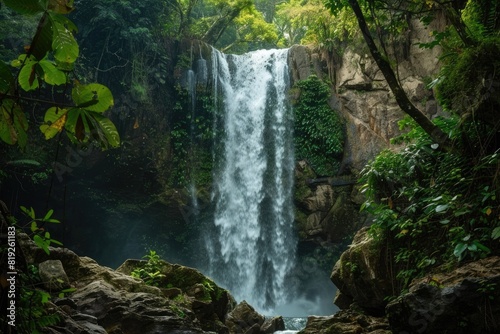 Waterfall Spring. Scenic La Cangreja Cascade in Rincon de La Vieja National Park, Costa Rica photo