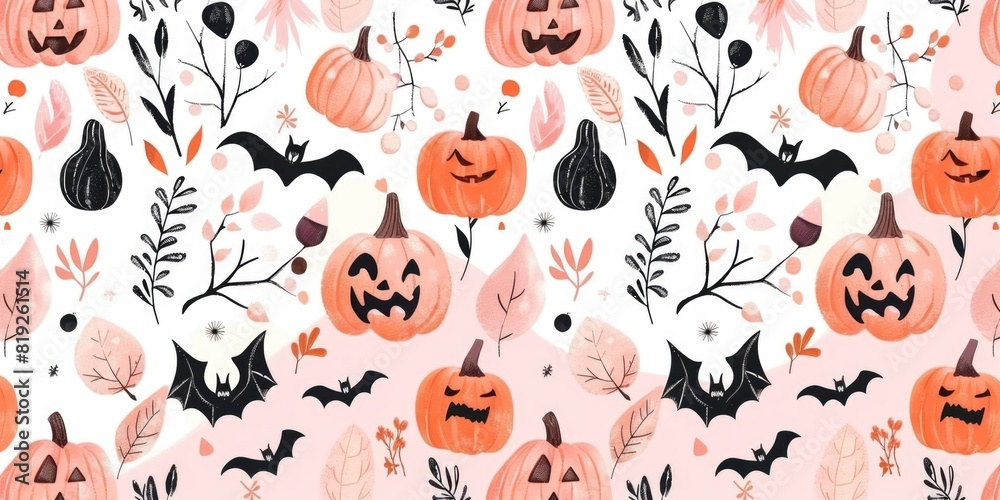 Pastel Halloween Seamless Pattern for Design Pastel Halloween Seamless Pattern for Design