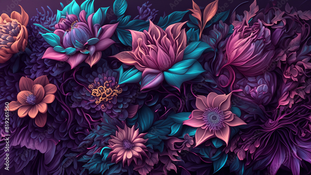 Abstract fantasy wallpaper with botanical flower special background design Abstract fantasy wallpaper with botanical flower special background design